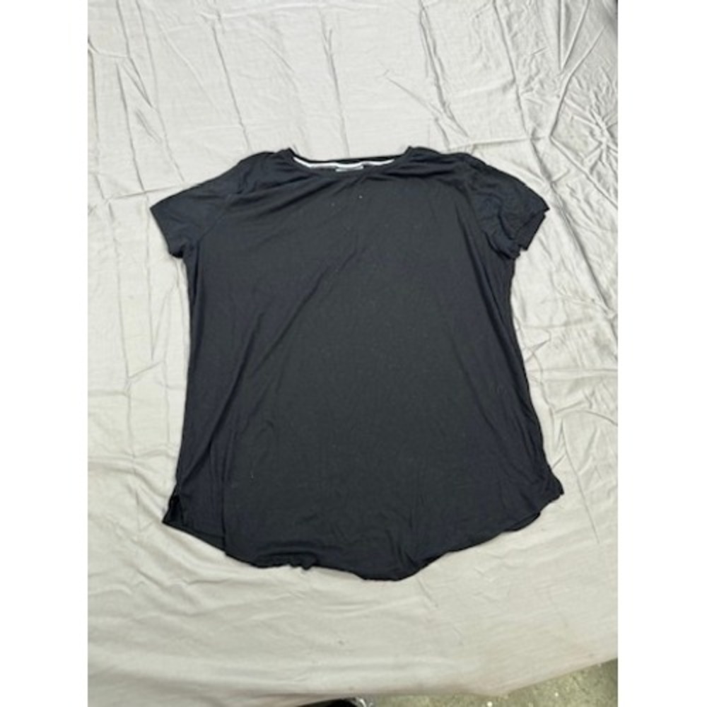Bobbie Brooks Plus Size Women Black Short Sleeve Crew Neck T-Shirt 3X Curved Hem